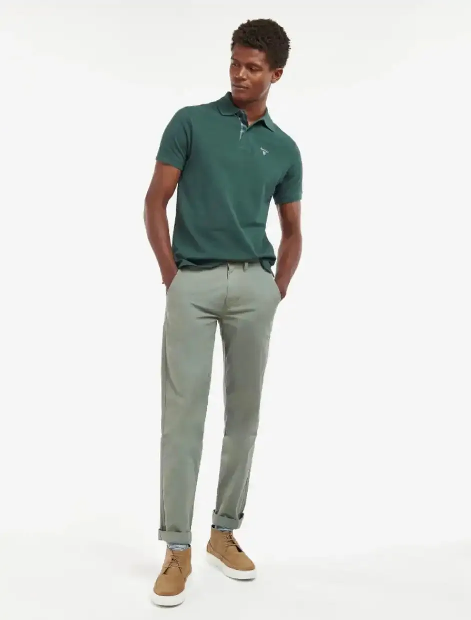 Barbour Mens Tartan Pique Polo Shirt Green Gables