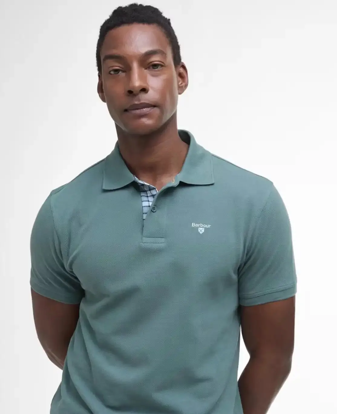Barbour Mens Tartan Pique Polo Vintage Teal