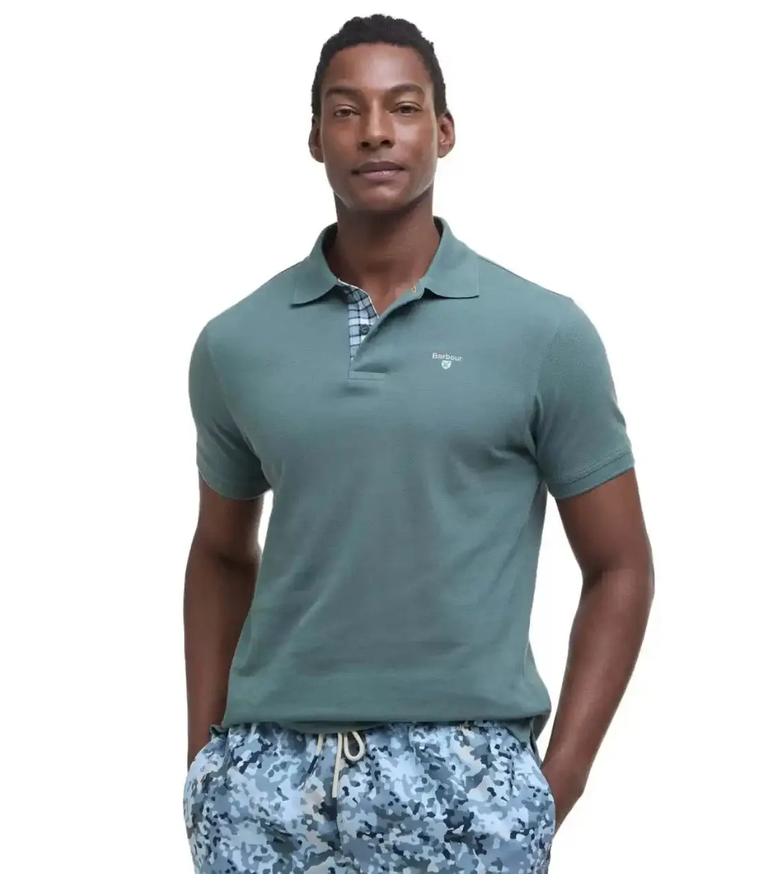 Barbour Mens Tartan Pique Polo Vintage Teal