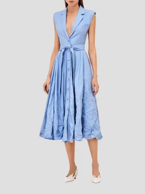 Beau Sleeveless Belted Midi Dress in Blue