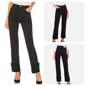 Berit High Rise Cuff Straight Leg JeansTRAVE