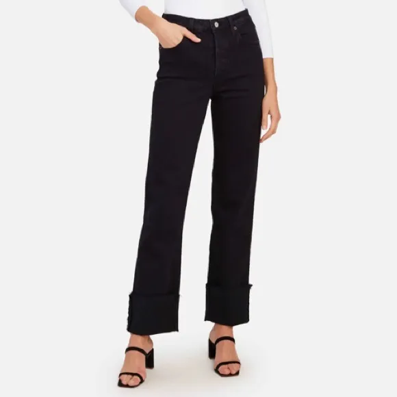 Berit High Rise Cuff Straight Leg JeansTRAVE