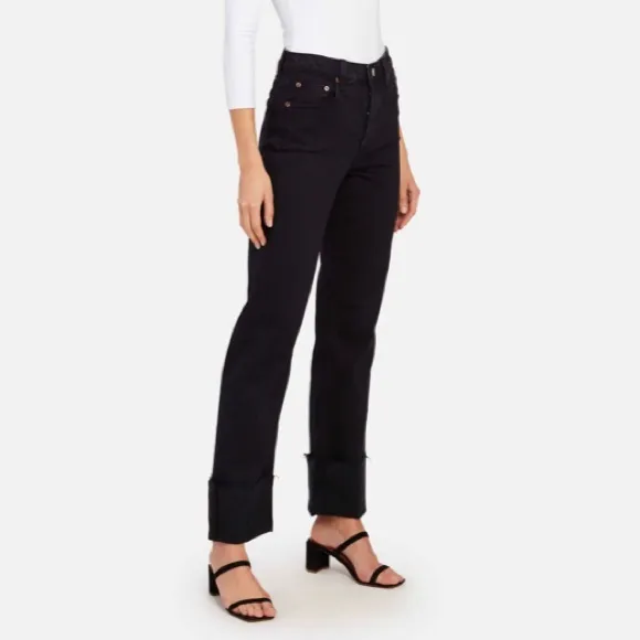 Berit High Rise Cuff Straight Leg JeansTRAVE