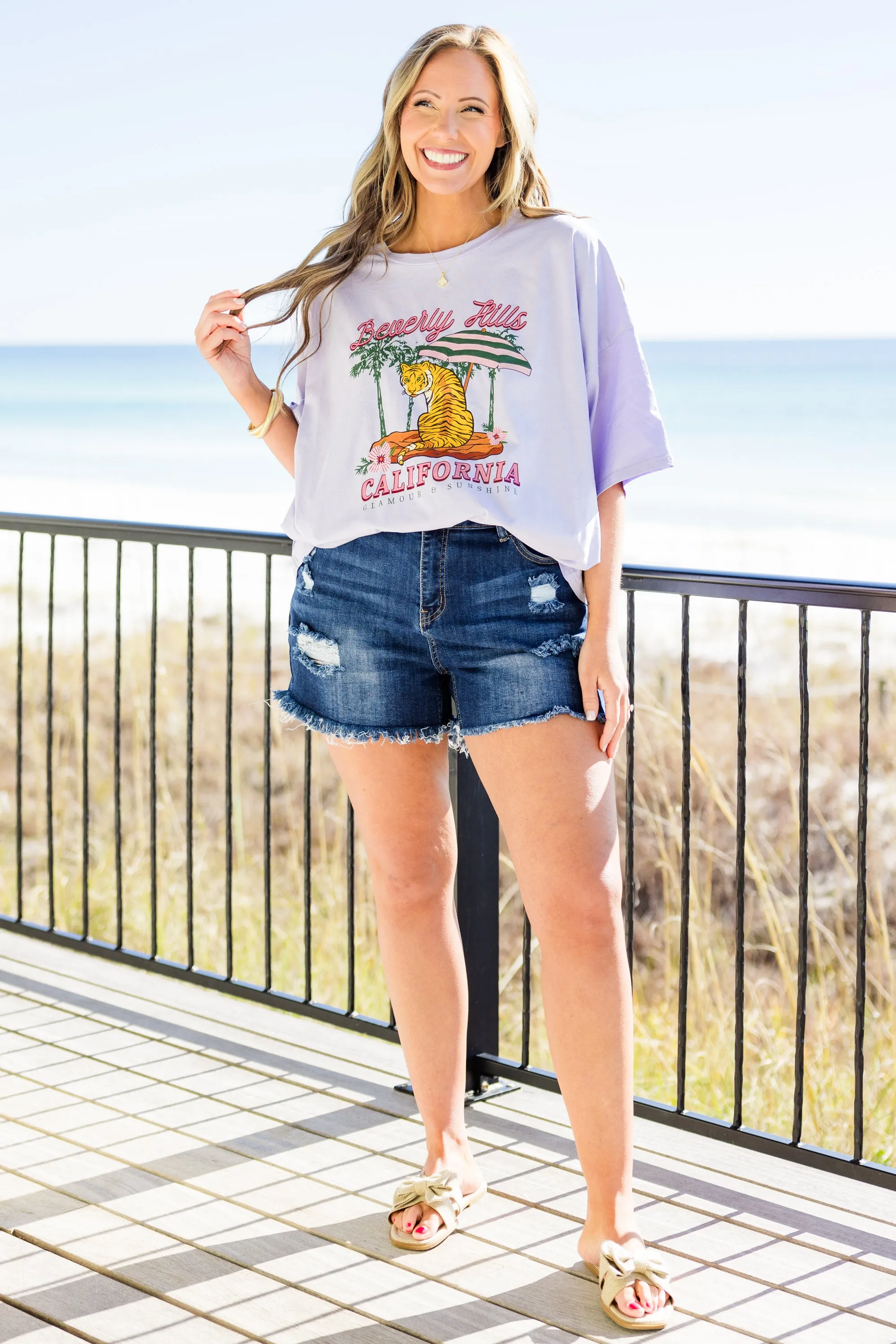 Beverly Hills Boyfriend Tee, Periwinkle
