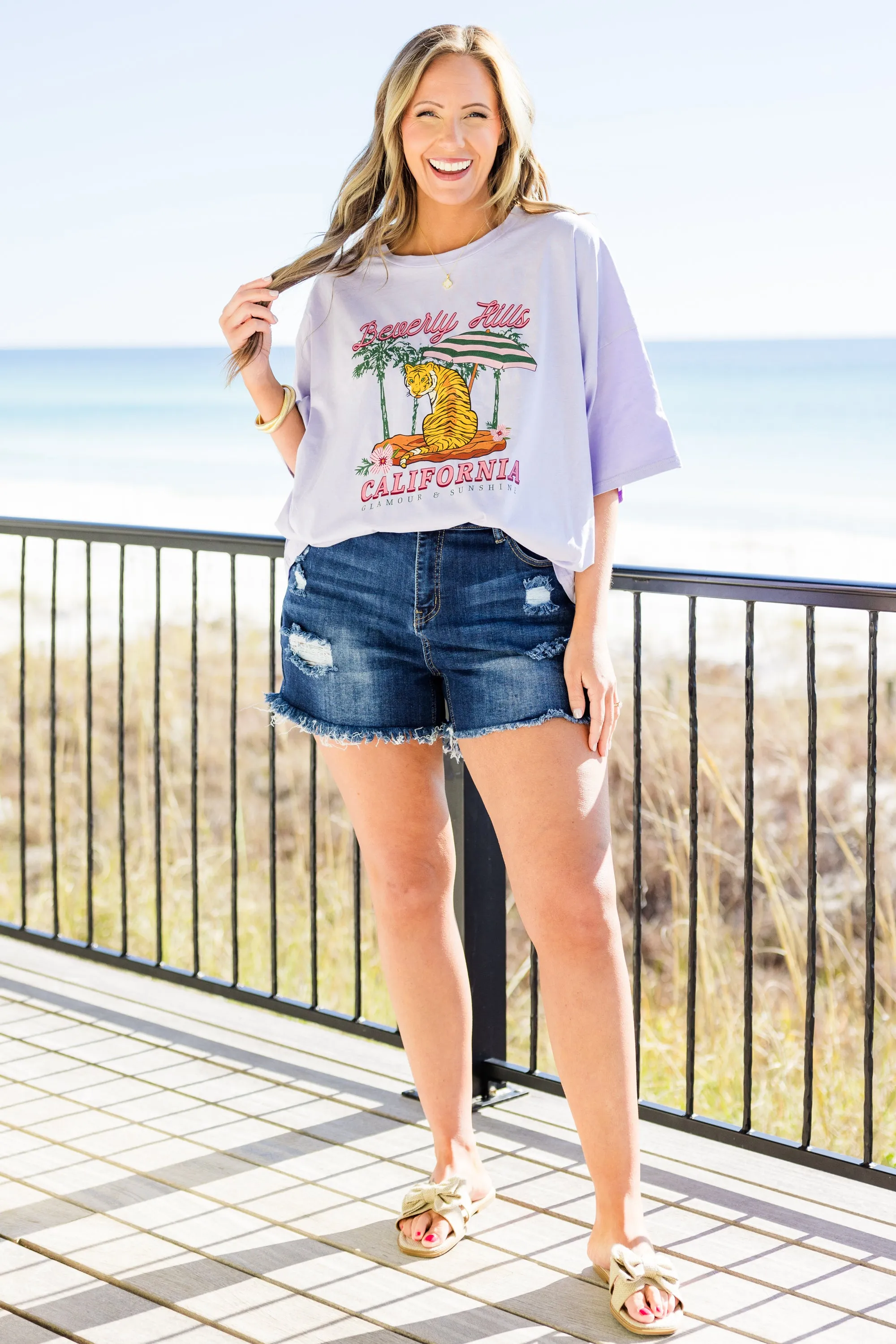 Beverly Hills Boyfriend Tee, Periwinkle