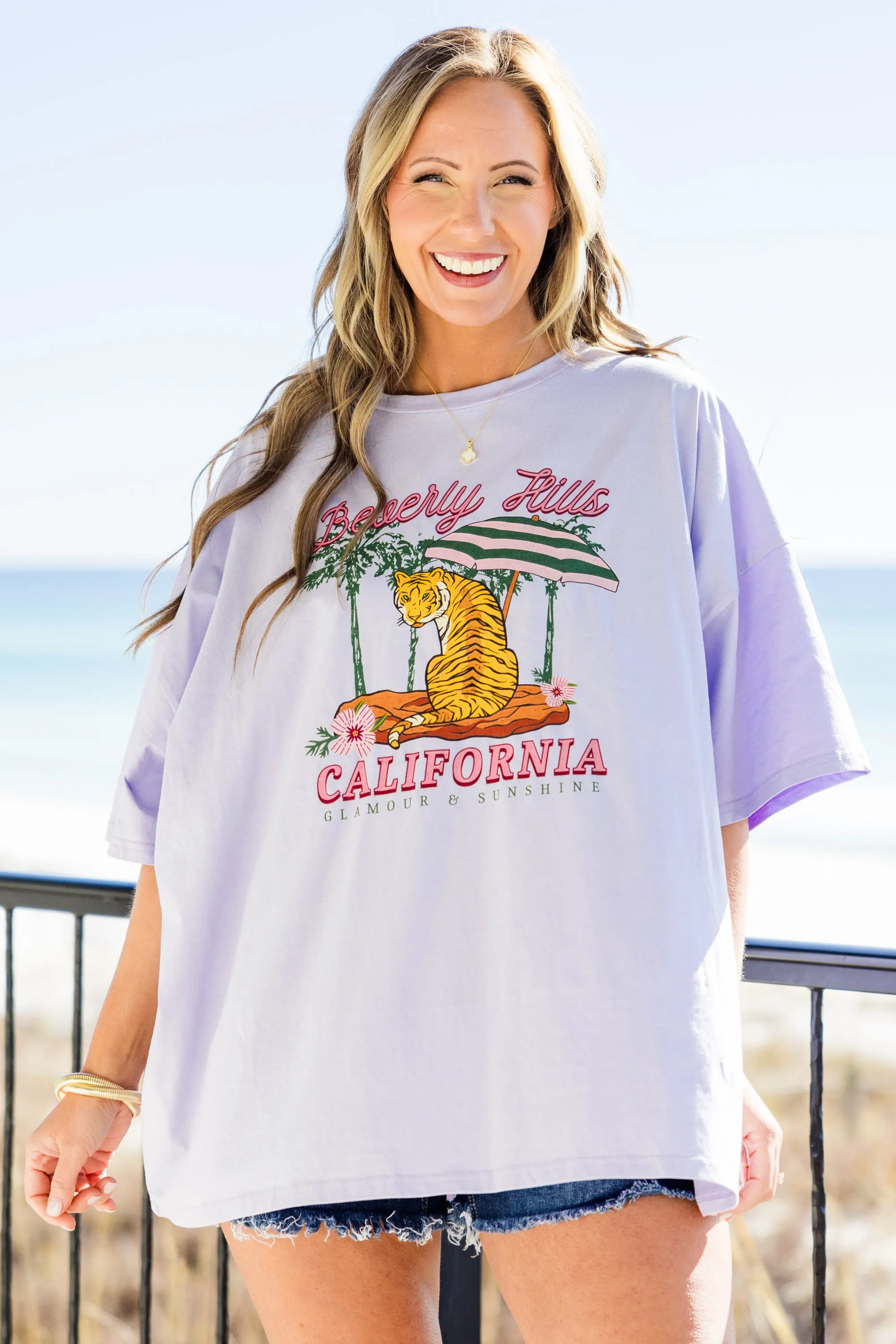 Beverly Hills Boyfriend Tee, Periwinkle