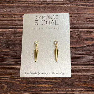 Bezel CZ Spiked Earrings