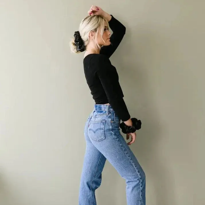 Black Oversized Satin Scruchie