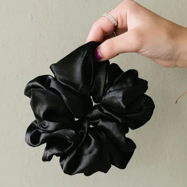 Black Oversized Satin Scruchie