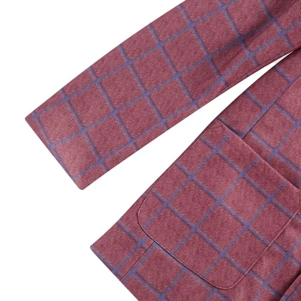 Blazer Manches Longues Vintage et Revers à Carreaux Homme