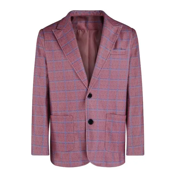 Blazer Manches Longues Vintage et Revers à Carreaux Homme
