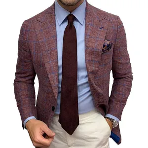 Blazer Manches Longues Vintage et Revers à Carreaux Homme