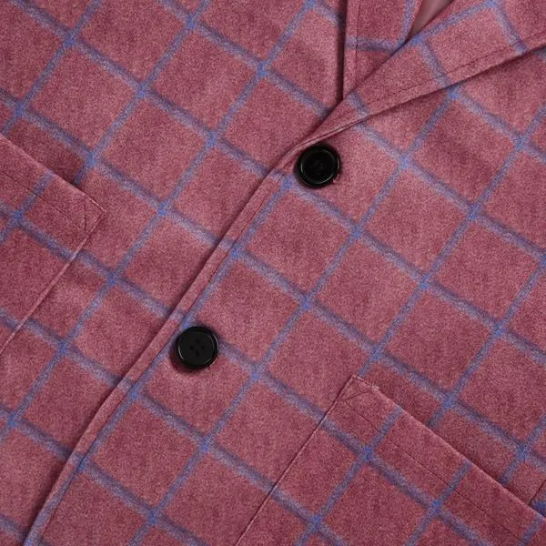 Blazer Manches Longues Vintage et Revers à Carreaux Homme