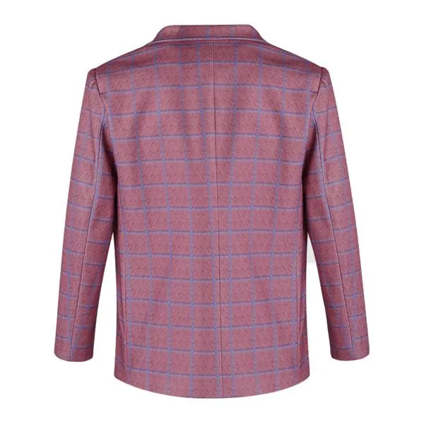 Blazer Manches Longues Vintage et Revers à Carreaux Homme