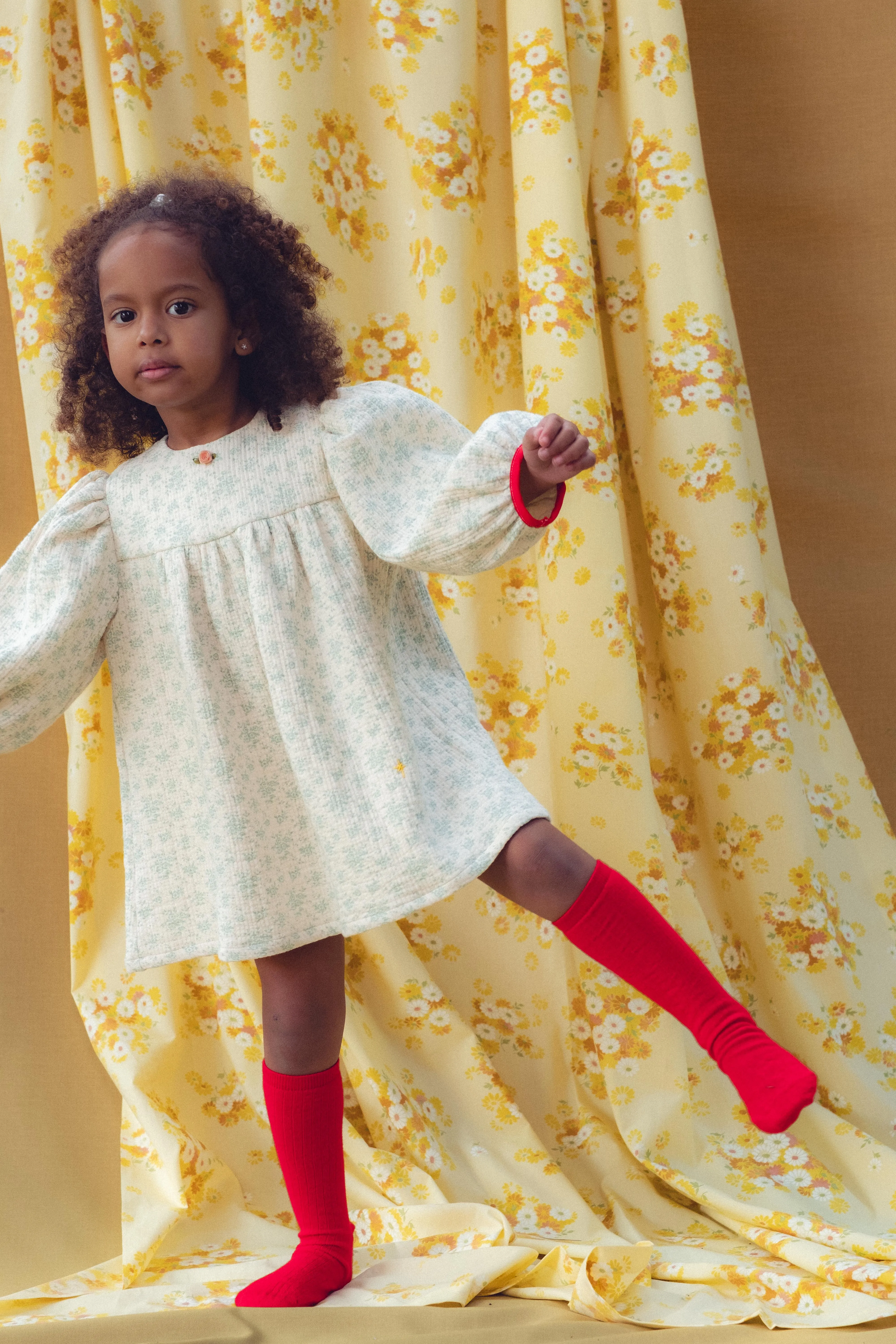 Blouson Dress- Blue Floral Tetra
