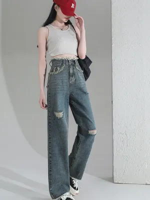 Blue Freyed Waist Band Denim
