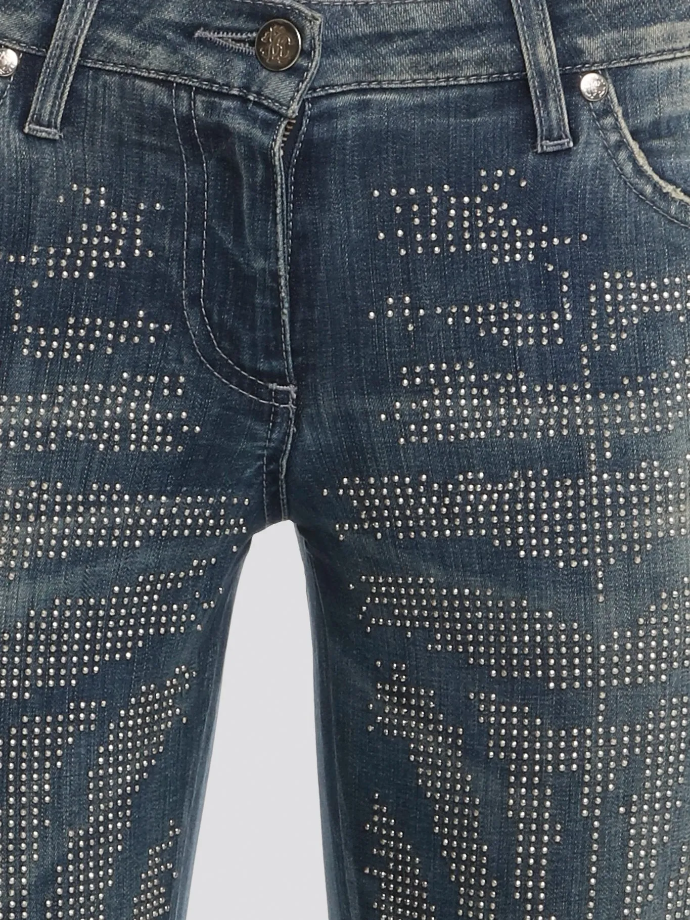 Blue Studded Denim Jeans