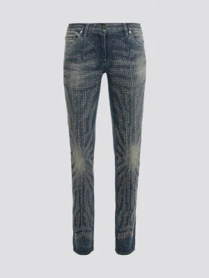 Blue Studded Denim Jeans