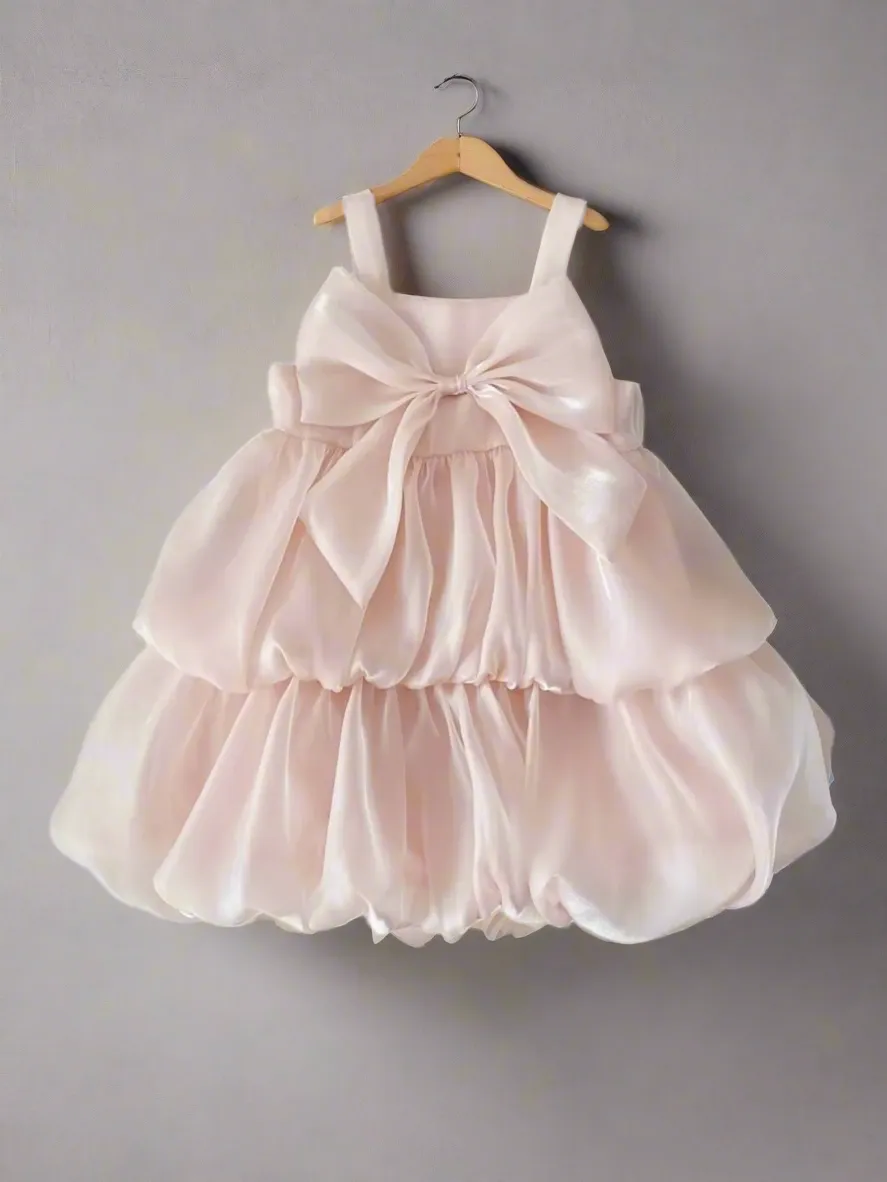 Blush Bow Ruffle Dress