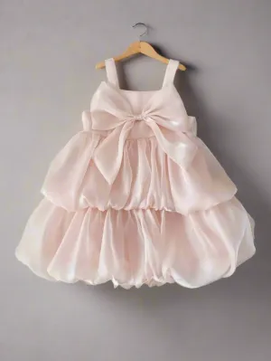Blush Bow Ruffle Dress