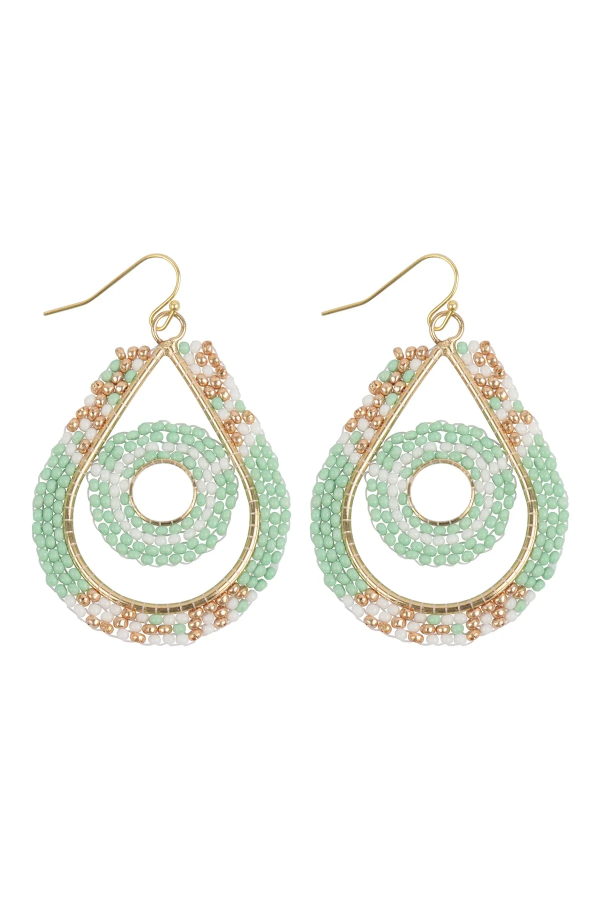 BOHO CIRCLE TEARDROP SEED BEADS EARRINGS