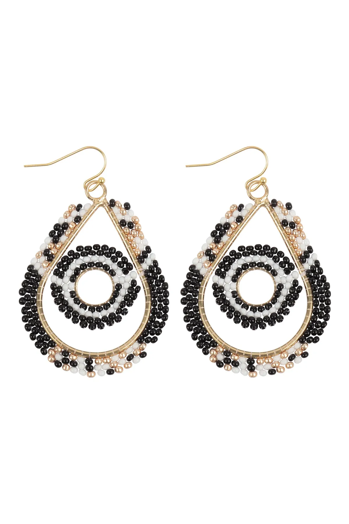 BOHO CIRCLE TEARDROP SEED BEADS EARRINGS