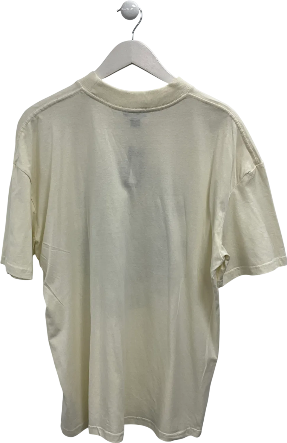 boohooMan Cream Oversized Varsity Flame Overdye T-shirt UK M