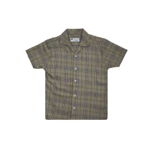 Boys Checked Cuban Collar Cotton Shirt