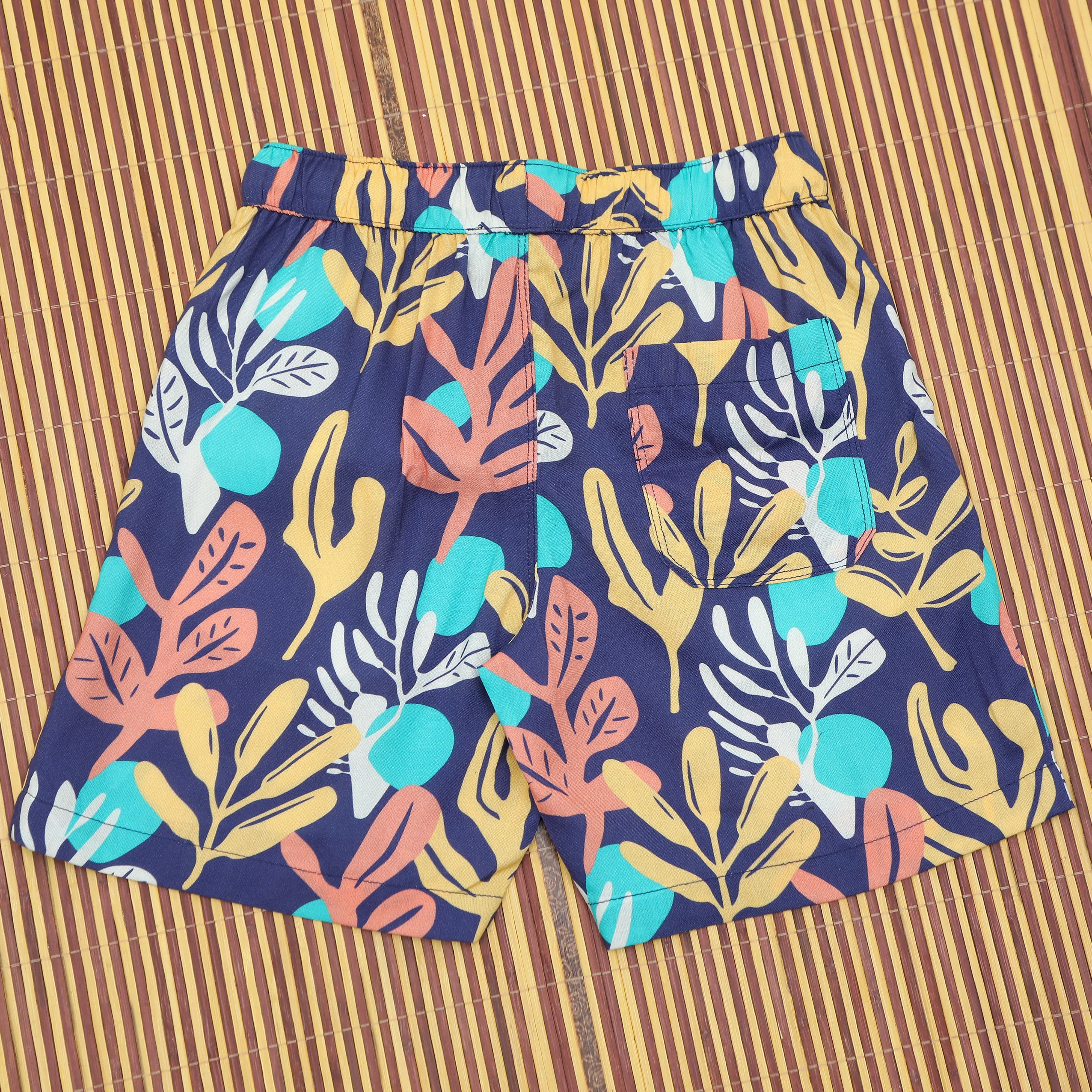 Boys Flower Print Short Blue Purple