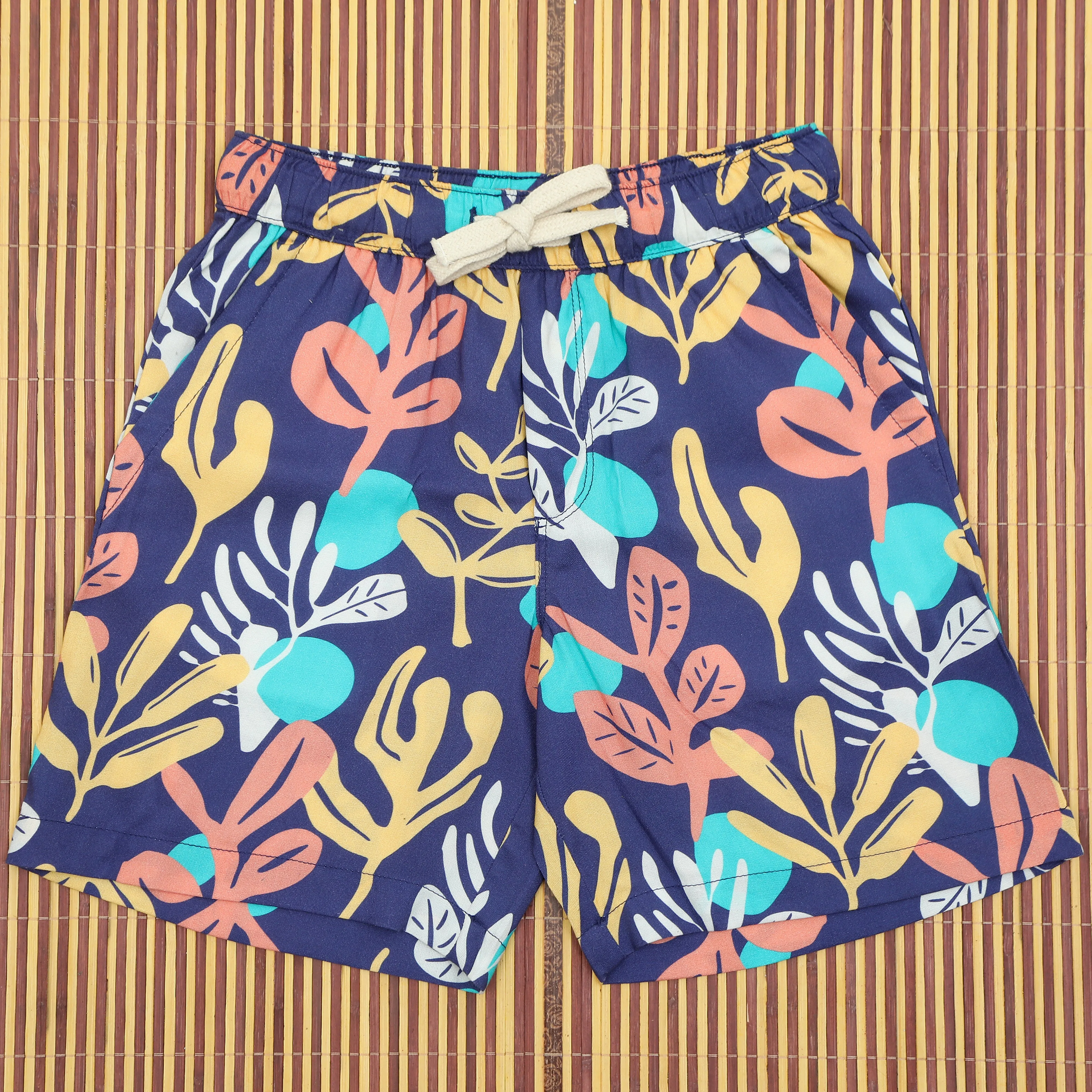 Boys Flower Print Short Blue Purple