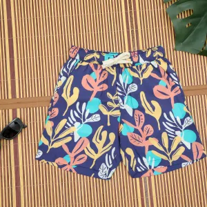 Boys Flower Print Short Blue Purple