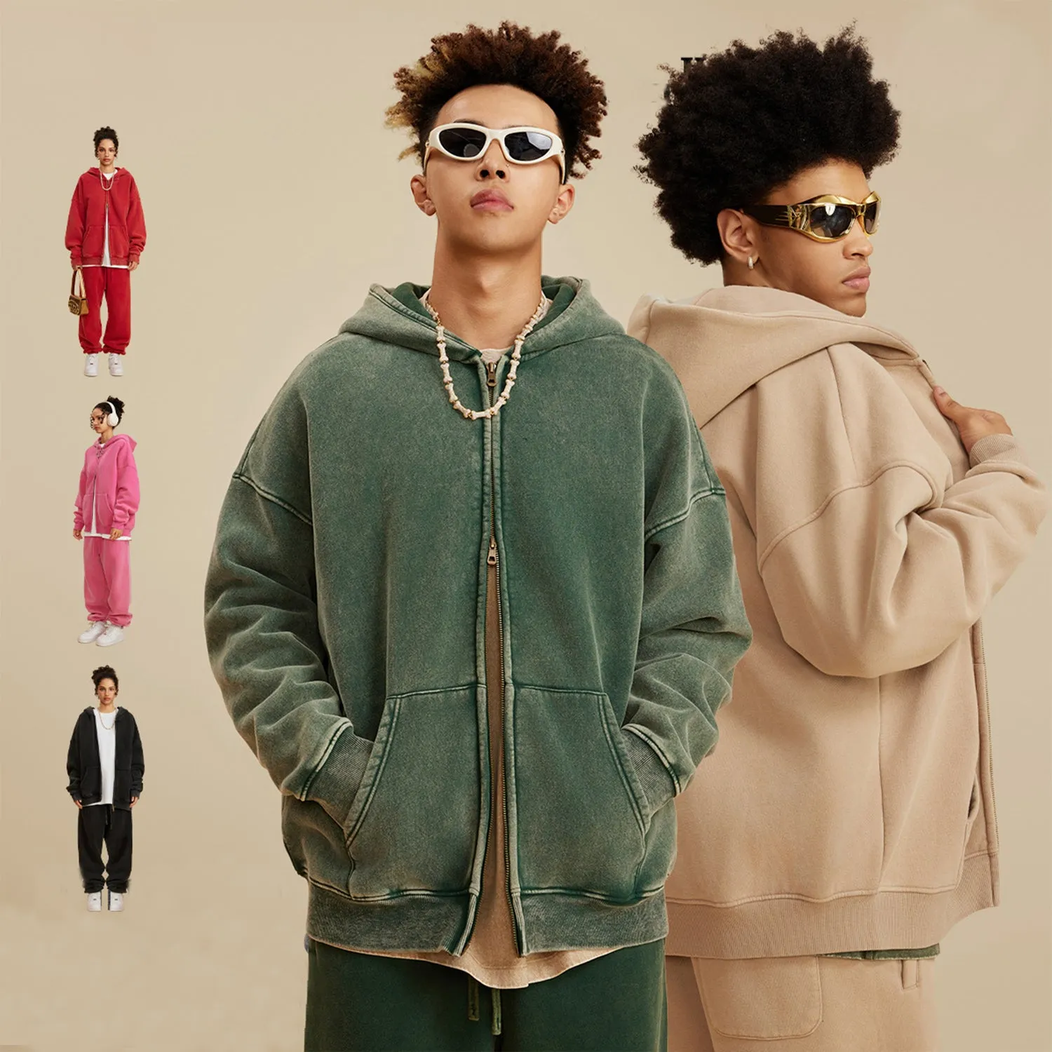 Brushed Fleece Zip Hoodie