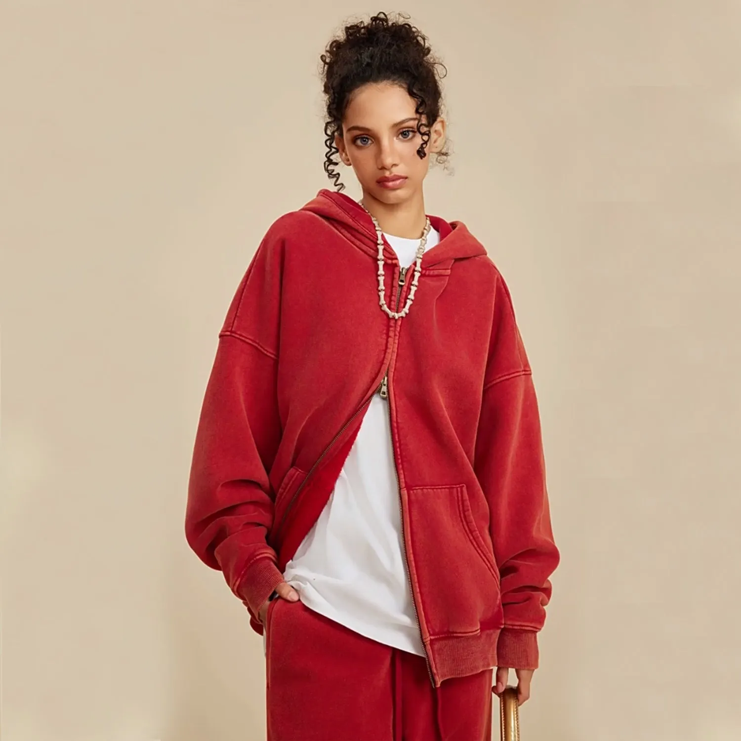 Brushed Fleece Zip Hoodie