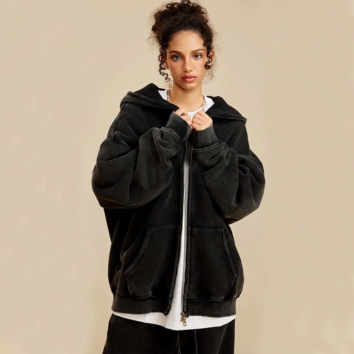 Brushed Fleece Zip Hoodie