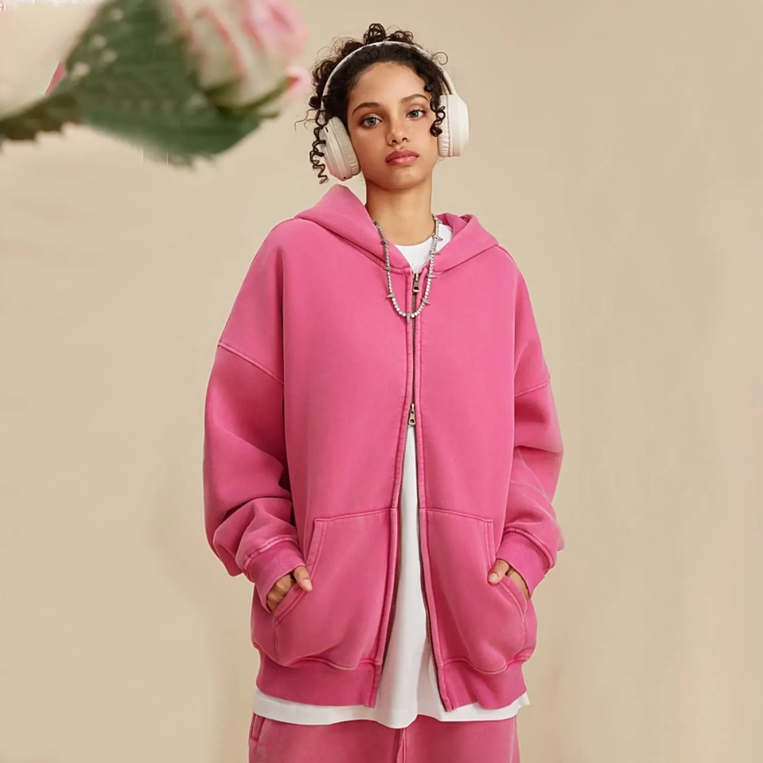 Brushed Fleece Zip Hoodie