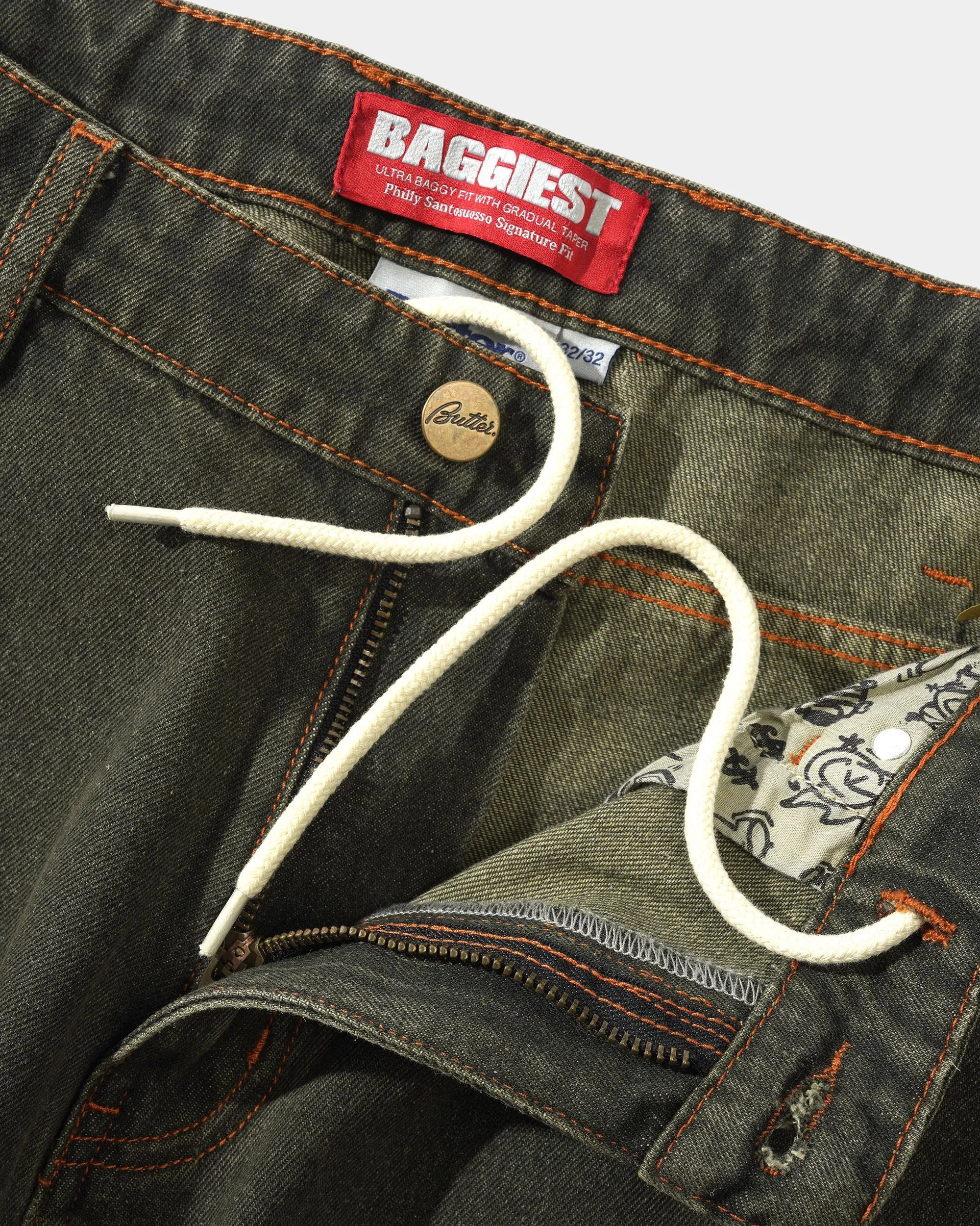 BUTTER GOODS SANTOSUOSSO DENIM JEANS - DARK ARMY WASH