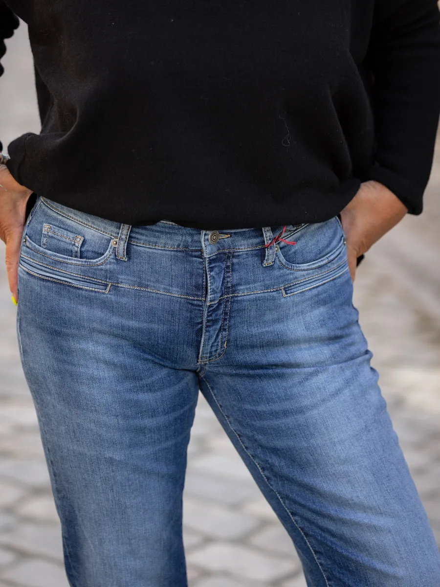 Cambio Pearlie NY blå jeans med liten oppbrett nederst