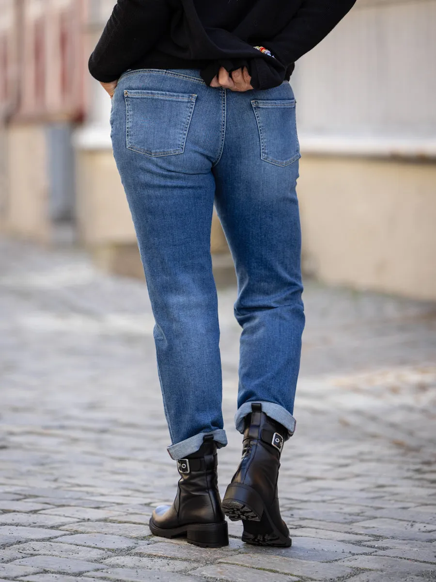 Cambio Pearlie NY blå jeans med liten oppbrett nederst