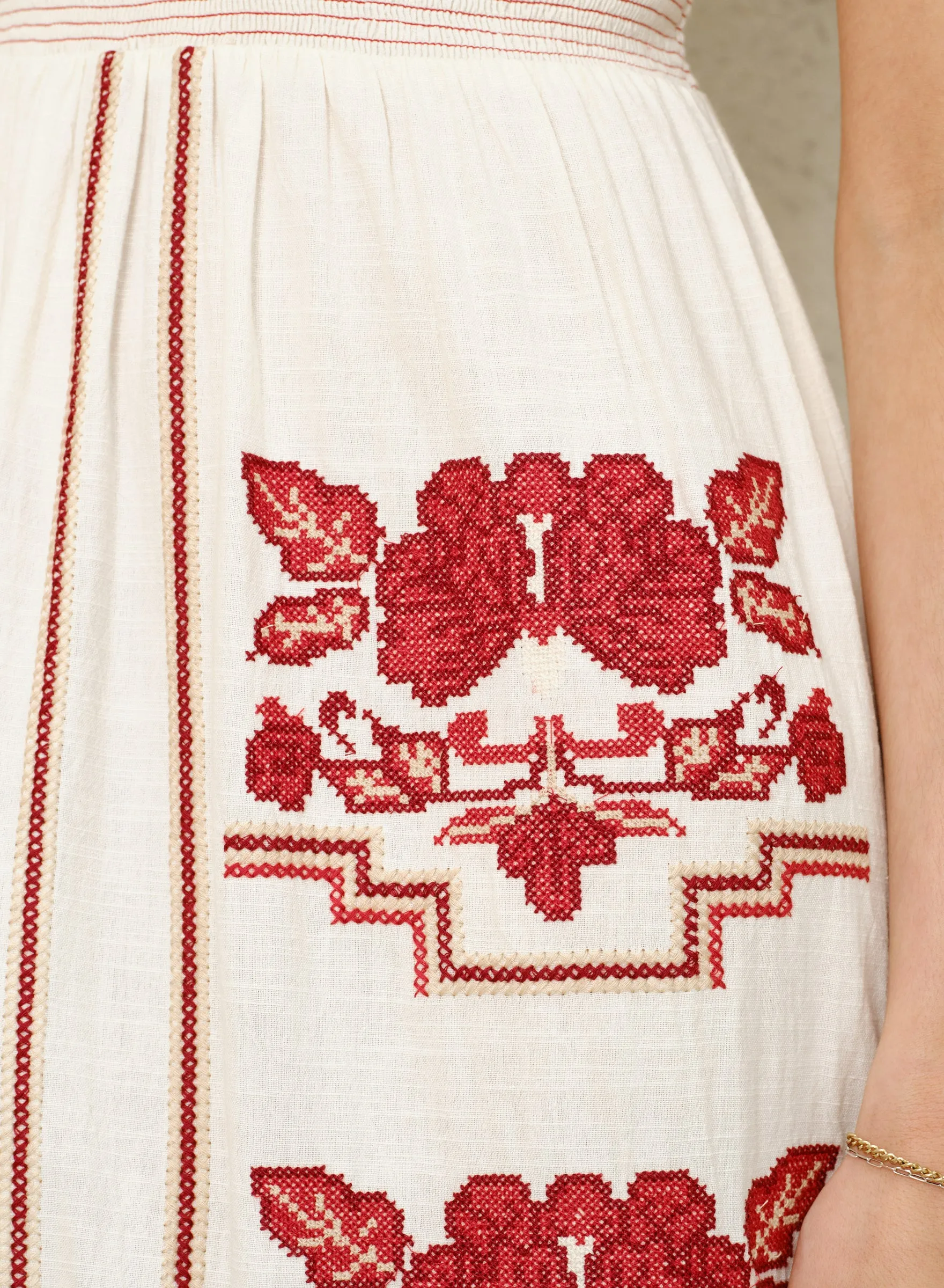Carmi Sundress - Ecru/Red