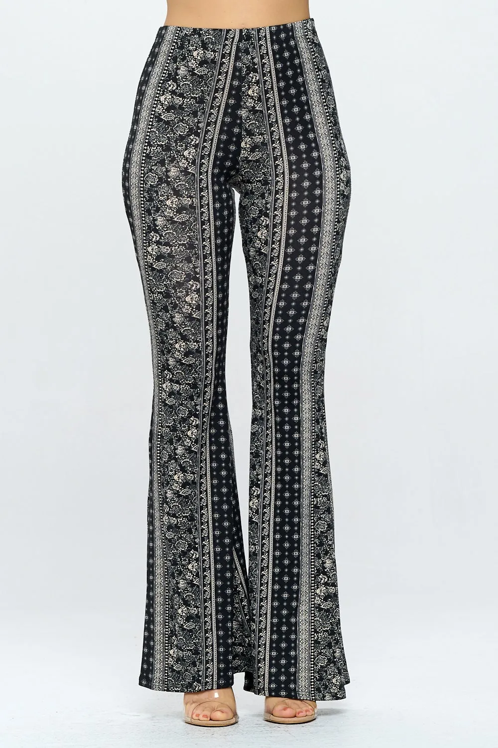 Ch6798 black white flare legging