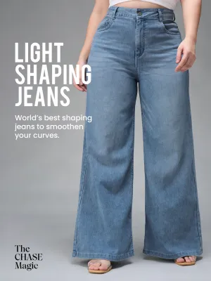 CHASEshape™ Light-Blue Wide-Leg High-Rise Stretchable Denim Jeans
