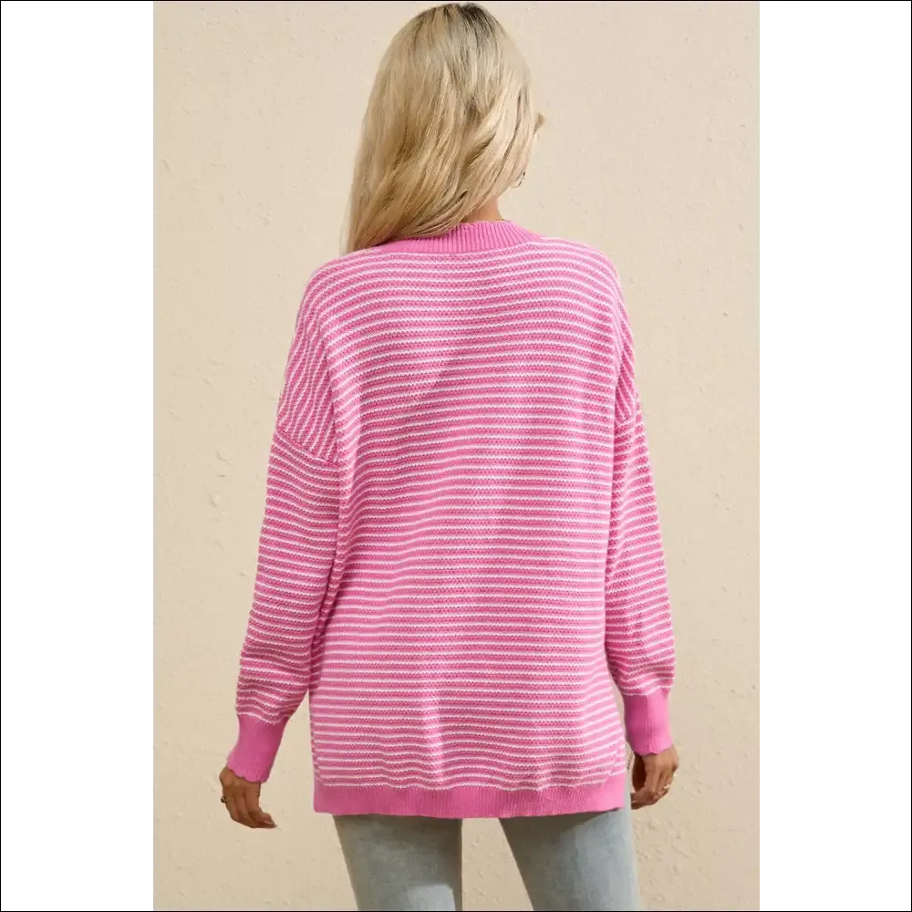 Chic Striped V-Neck Long Sleeve Top