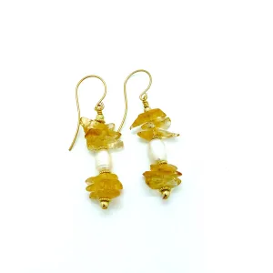 Citrine and Pearl Earrings