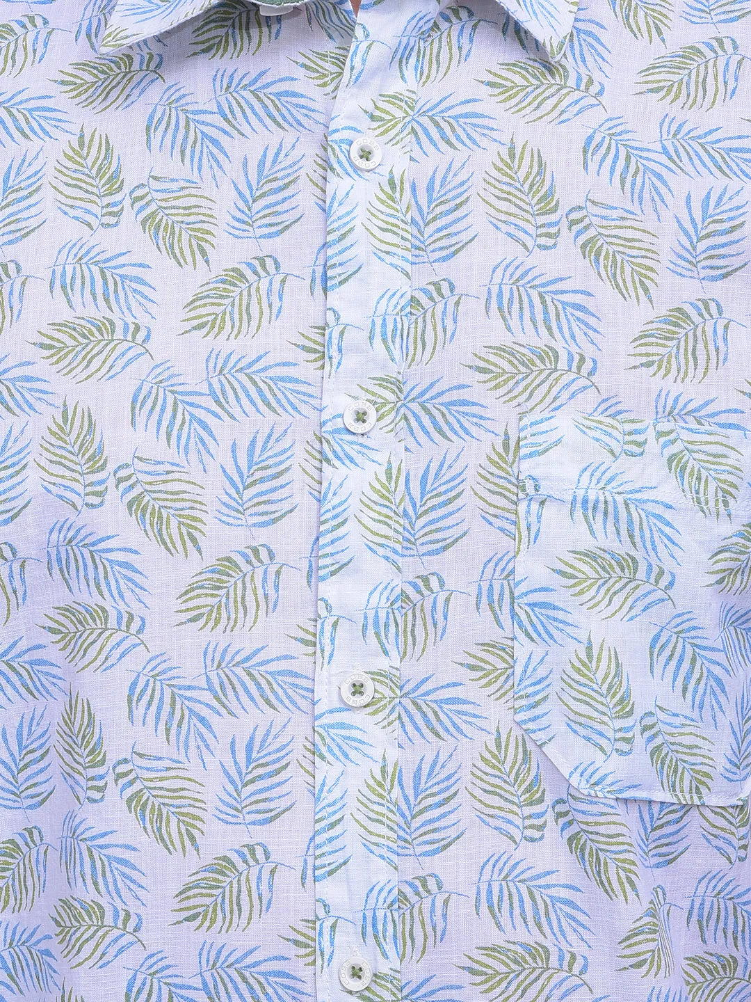 COBB WHITE PRINTED HALF-SLEEVE CASUAL SHIRT