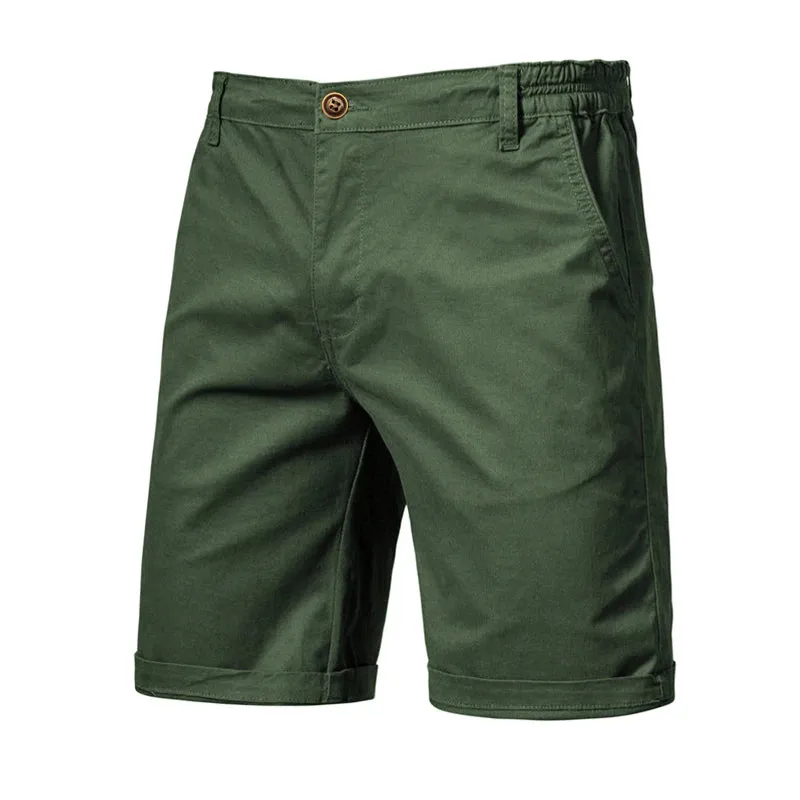 Cotton Solid Shorts Men High Quality Casual Business Social Elastic Waist Men Shorts