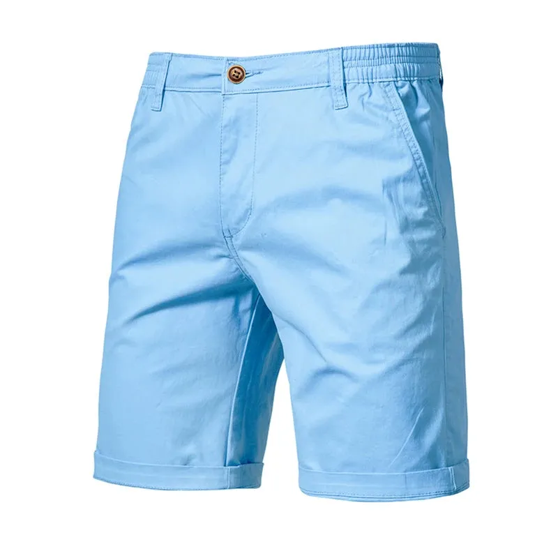 Cotton Solid Shorts Men High Quality Casual Business Social Elastic Waist Men Shorts