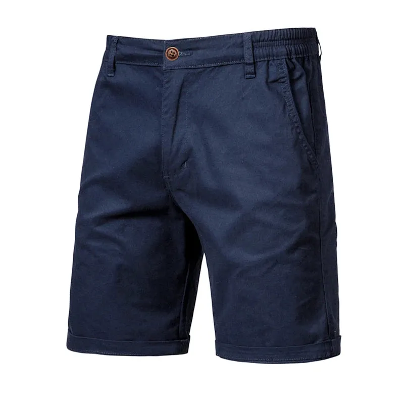 Cotton Solid Shorts Men High Quality Casual Business Social Elastic Waist Men Shorts