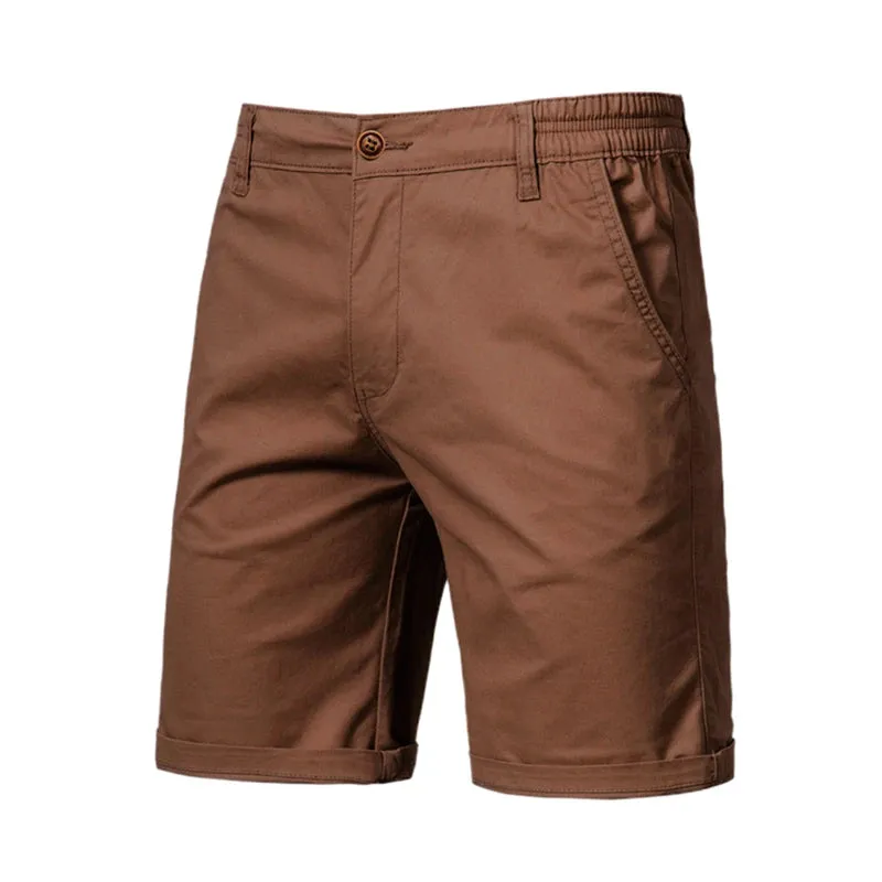 Cotton Solid Shorts Men High Quality Casual Business Social Elastic Waist Men Shorts