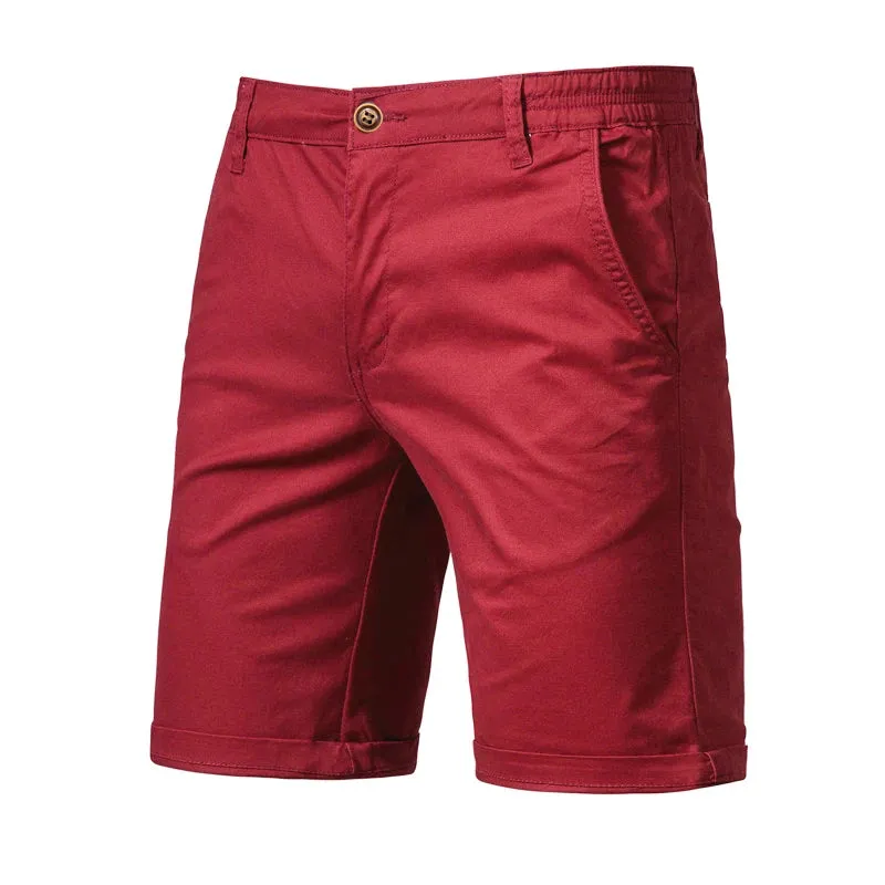 Cotton Solid Shorts Men High Quality Casual Business Social Elastic Waist Men Shorts