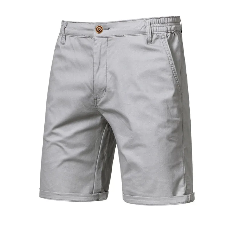 Cotton Solid Shorts Men High Quality Casual Business Social Elastic Waist Men Shorts